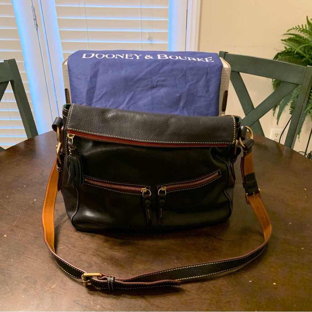 Dooney & Bourke Navy Florentine Leather Zip Sac Shoulder/Crossbody Bag